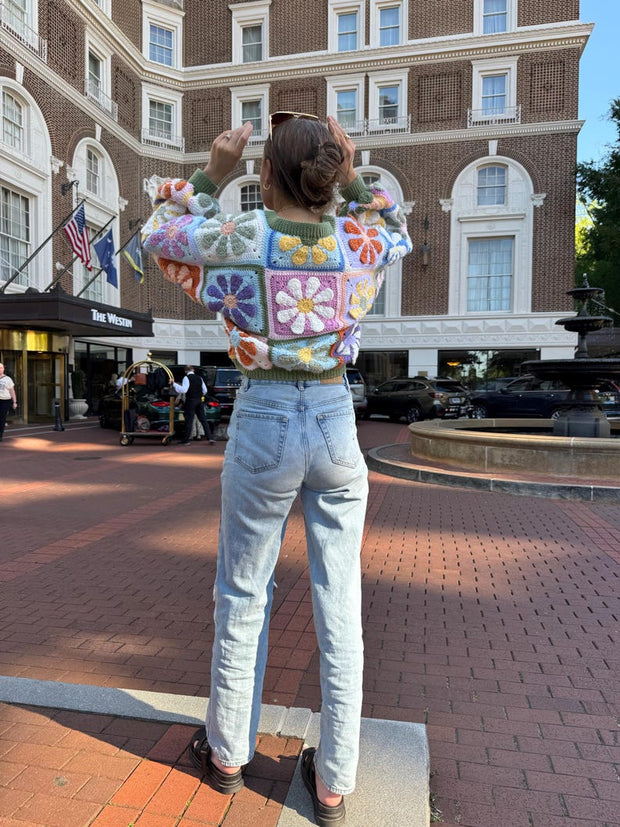 Retro Daisy Granny Square Cardigan