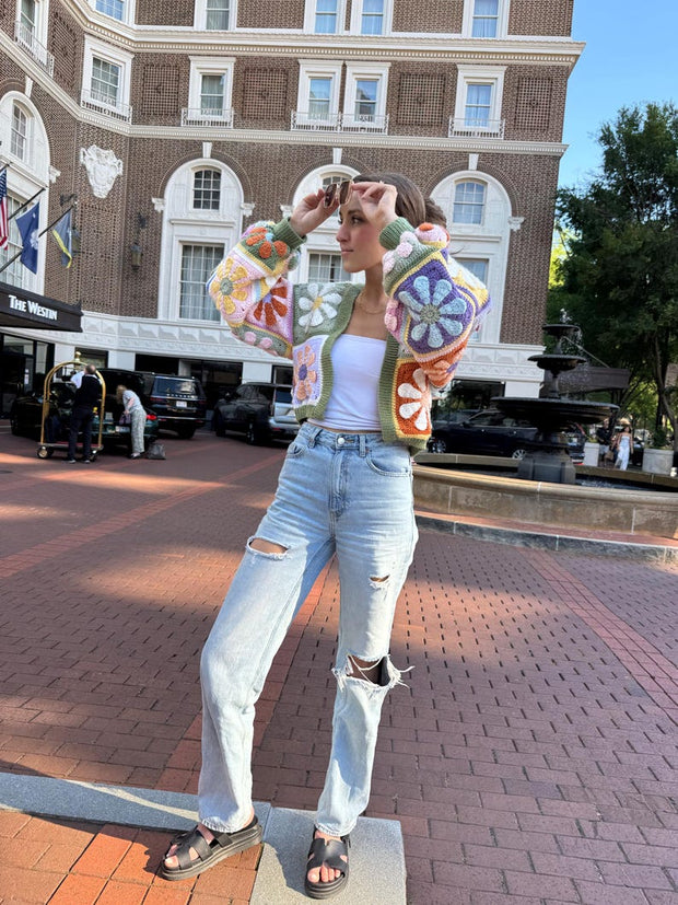 Retro Daisy Granny Square Cardigan